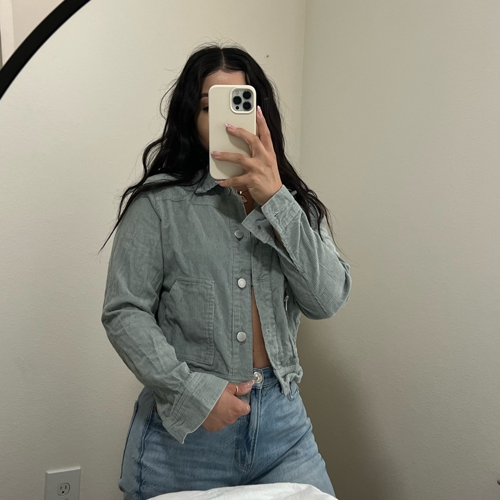 Dusty blue grey jacket